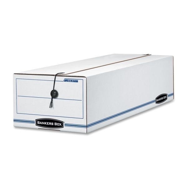 Bankers Box Liberty Corrugated Storage Boxes, 6 1/4" X 9 3/4" X 23 3/4", White/Blue, Case Of 12