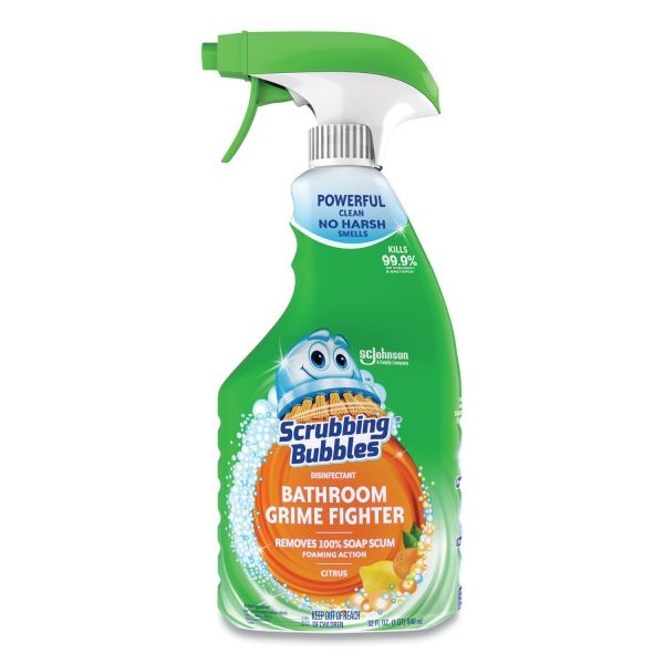 Scrubbing Bubbles Multi Surface Bathroom Cleaner, Citrus Scent, 32 Oz Spray Bottle, 8/Carton