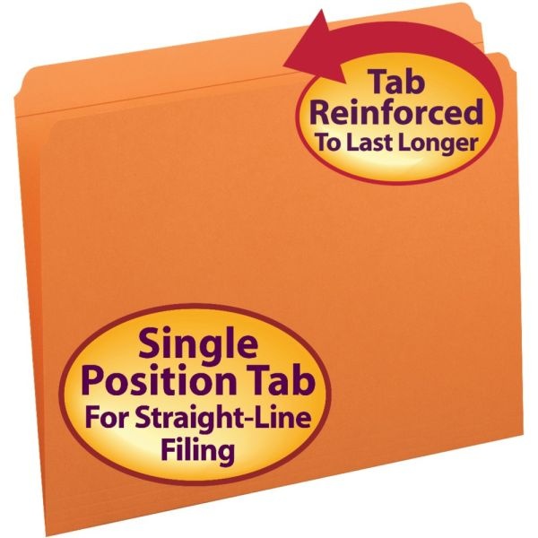 Smead File Folders, Letter Size, Straight Cut, Orange, Box Of 100