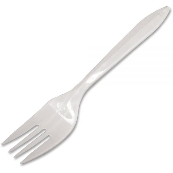 Dart Style Setter Mediumweight Plastic Forks, White, 1000/Carton
