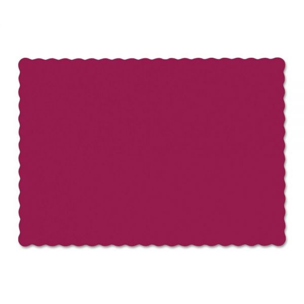 Hoffmaster Solid Color Scalloped Edge Placemats, 9.5 X 13.5, Burgundy, 1,000/Carton