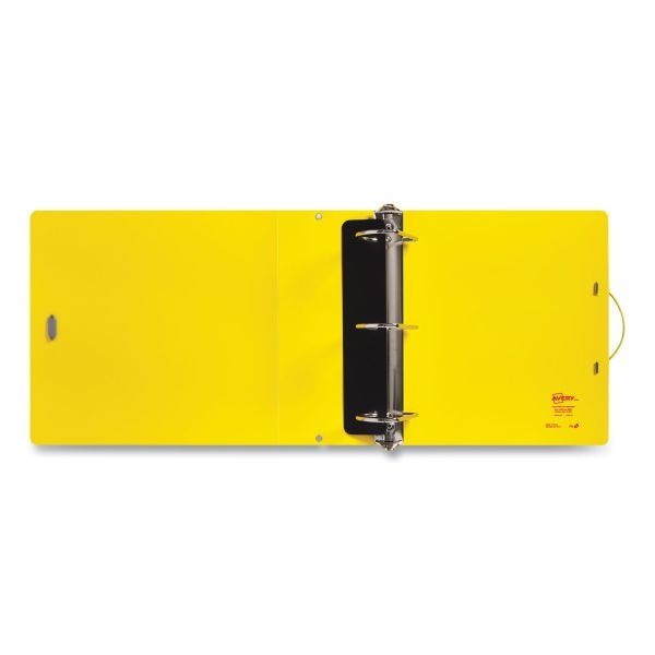 Avery Ultraduty Safety Data Sheet Binders With Chain, 3 Rings, 3" Capacity, 11 X 8.5, Yellow/Red