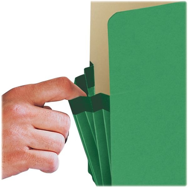Smead Color File Pockets, Letter Size, 3 1/2" Expansion, 9 1/2" X 11 3/4", Green