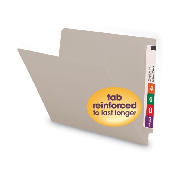 Smead Color End-Tab Folders, Straight Cut, Letter Size, Gray, Box Of 100