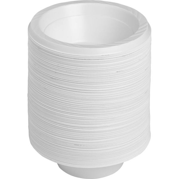Genuine Joe Reusable Plastic Bowls - 125 / Pack - 12 Fl Oz Bowl - Plastic - Serving - Disposable - White - 1000 Piece(S) / Carton
