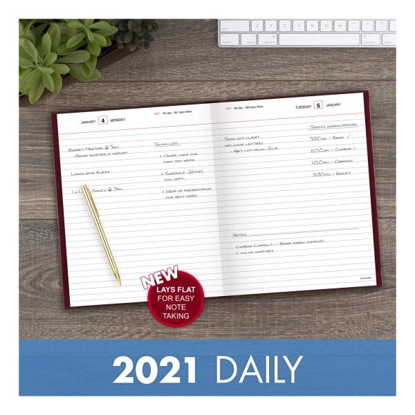 At-A-Glance Standard Diary Daily Diary, 2024 Edition, Medium/College Rule, Red Cover, (200) 9.5 X 7.5 Sheets