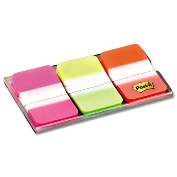 Post-It Notes Durable Filing Tabs, 1" X 1-1/2", Green/Orange/Pink, 22 Flags Per Pad, Pack Of 3 Pads