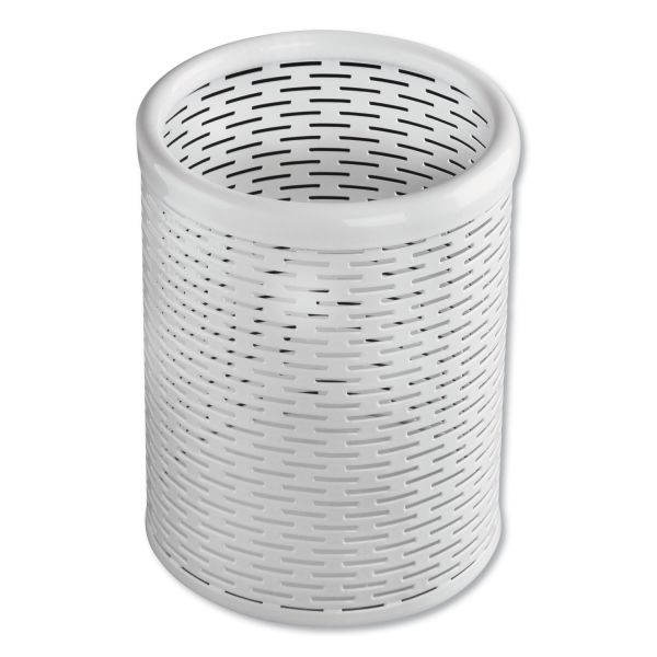 Artistic Urban Collection Punched Metal Pencil Cup, 3.5" Diameter X 4.5"H, White