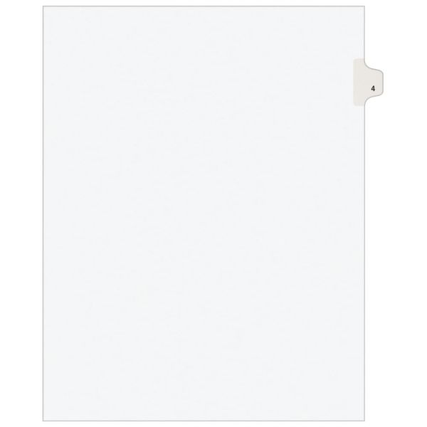 Avery Individual Legal Exhibit Dividers, Avery Style, #4, Side Tab, Letter Size, Pack Of 25