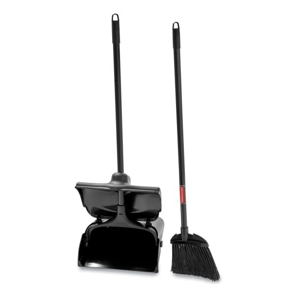 Rubbermaid Commercial Lobby Pro Upright Dustpan, With Cover, 12.5W X 37H, Plastic Pan/Metal Handle, Black