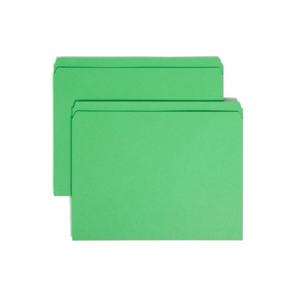Smead Color File Folders, With Reinforced Tabs, Letter Size, Straight Cut, Green, Box Of 100