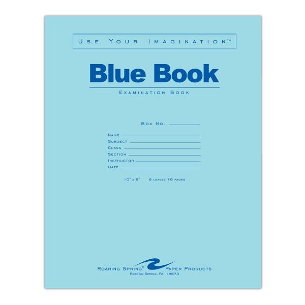 Blue Book 10"X8" Wide Ruled With Margin 8 Sht/16 Page
