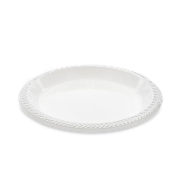 Pactiv Evergreen Meadoware Impact Plastic Dinnerware, Plate, 10.25" Dia, White, 500/Carton