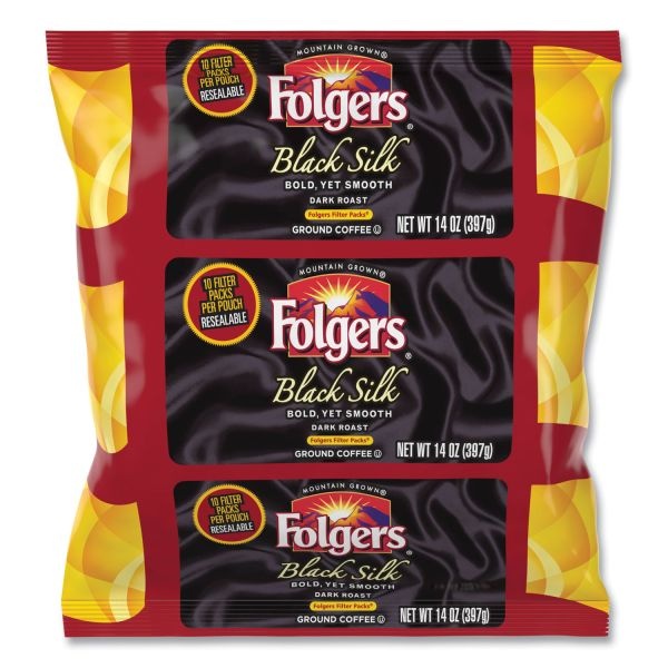 Folgers Coffee Filter Packs, Black Silk, Dark Roast, Pack Makes 6 Cups, 40Packs/Carton