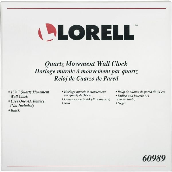 Lorell 13-1/4" Round Quartz Wall Clock