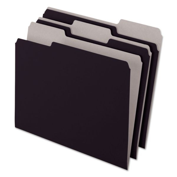 Pendaflex Interior File Folders, 1/3-Cut Tabs: Assorted, Letter Size, Black/Gray, 100/Box