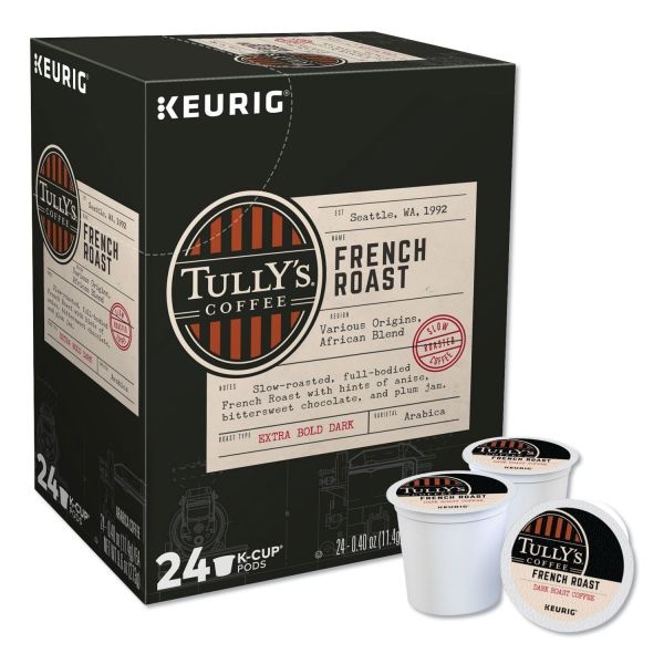Tully's Coffee French Roast Decaf Coffee K-Cups, Dark Roast, 96/Carton