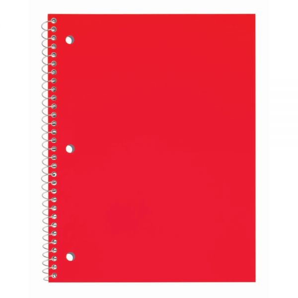 Just Basics Poly Spiral Notebook, 8" X 10-1/2", 1 Subject, College Ruled, 70 Sheets, Red
