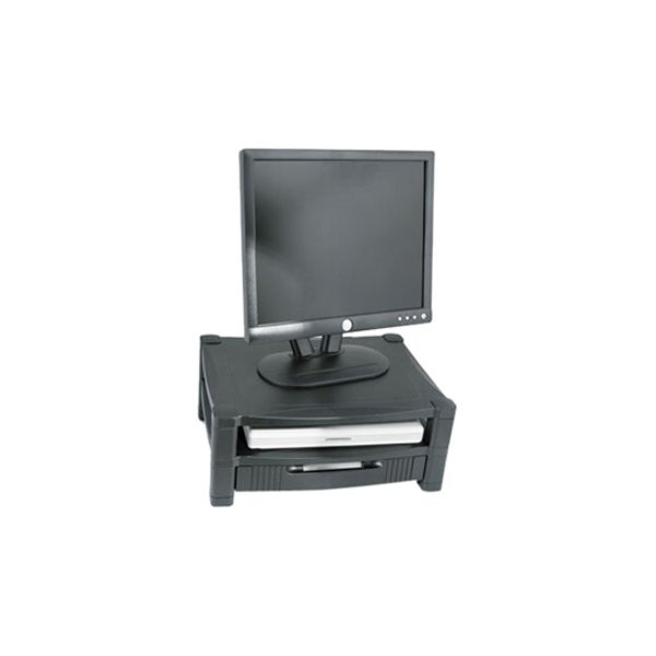 Kantek Two-Level Monitor Stand, 17" X 13.25" X 3.5" To 7", Black, Supports 50 Lbs