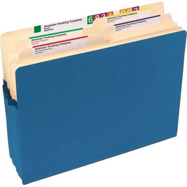 Smead Colored File Pockets, 1.75" Expansion, Letter Size, Blue