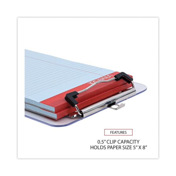 Universal Plastic Clipboard With Low Profile Clip, 0.5" Clip Capacity, Holds 5 X 8 Sheets, Clear