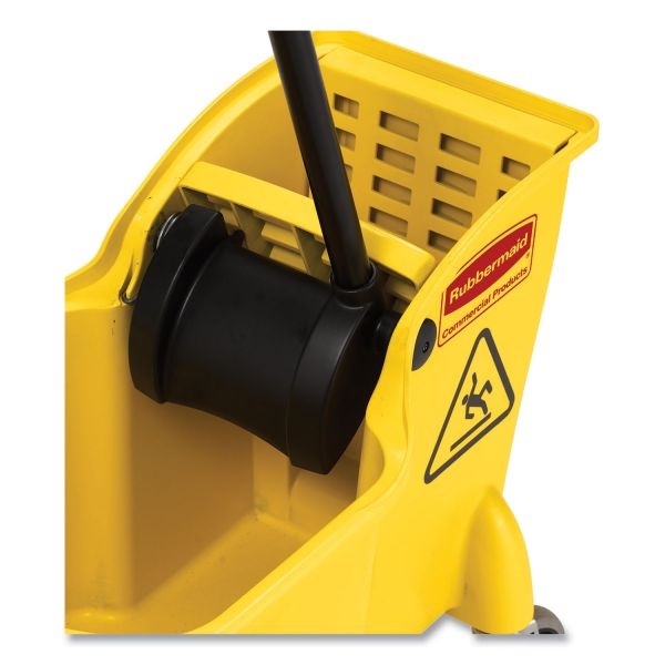 Rubbermaid Commercial Tandem 31-Quart Bucket/Wringer Combo, Reverse, Yellow