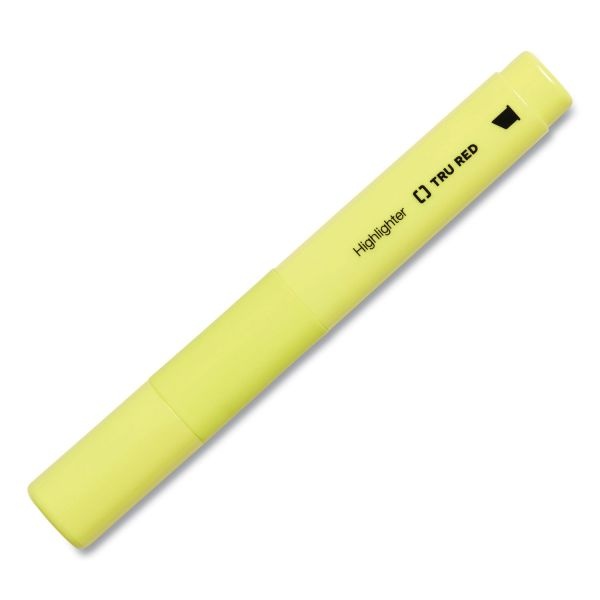 Tru Red Pen Style Chisel Tip Highlighter, Yellow Ink, Chisel Tip, Yellow Barrel, Dozen