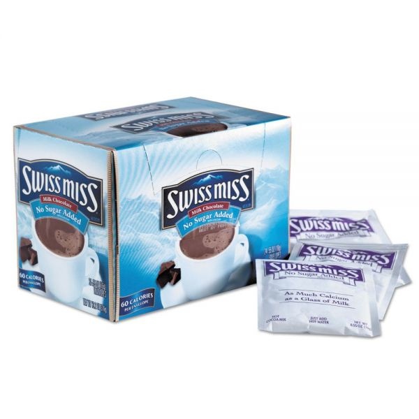 Swiss Miss Hot Cocoa Mix, No Sugar Added, 24 Packets/Box