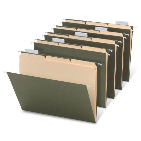 Hanging File Folder/File Folder Combo Kit, Letter Size (8-1/2" X 11"), 3/4" Expansion, 100% Recycled, Green
