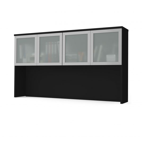 Bestar Pro-Concept Plus Hutch With Frosted Glass Doors In Black