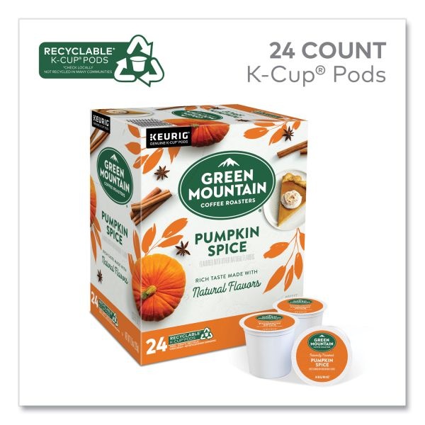 Green Mountain Coffee Fair Trade Certified Pumpkin Spice Flavored Coffee K-Cups, Medium Roast, 96/Carton