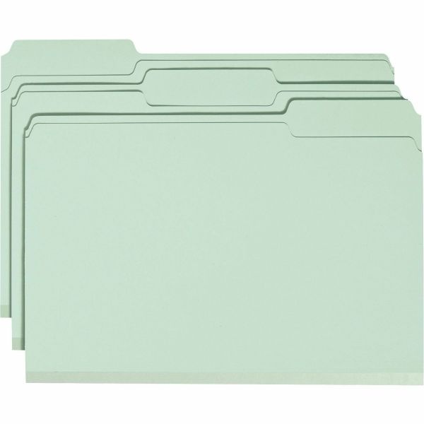 Smead Pressboard Fastener Folders With Safeshield Fasteners, 2" Expansion, Legal Size, 100% Recycled, Gray/Green, Box Of 25