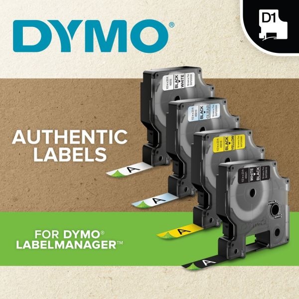 Dymo Rhino Permanent Vinyl Industrial Label Tape, 0.75" X 18 Ft, Black/White Print