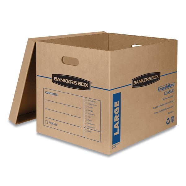 Bankers Box Smoothmove Classic Moving Boxes With Lift-Off Lid, 17" X 21" X 17", 85% Recycled, Kraft Brown, Box Of 5