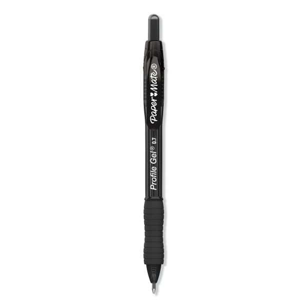 Paper Mate Profile Gel Pen, Retractable, Medium 0.7 Mm, Black Ink, Translucent Black Barrel, 36/Pack
