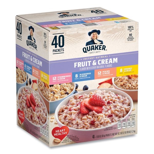 Quaker Instant Oatmeal, Assorted Varieties, 1.05 Oz Packet, 40/Box, Ships In 1-3 Business Days