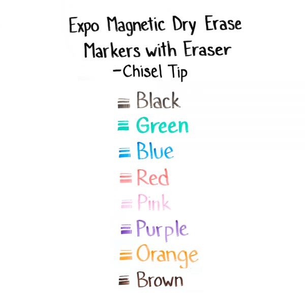 Expo Magnetic Dry Erase Marker, Broad Chisel Tip, Assorted Colors, 8/Pack