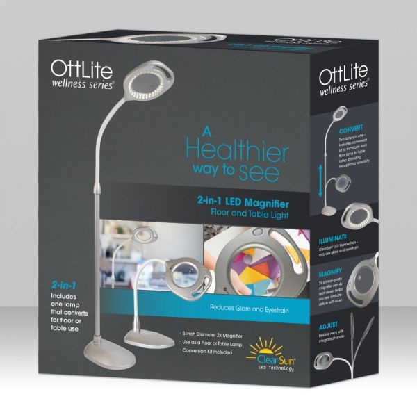 Ottlite Wellness Series 2-In-1 Led Magnifier Floor And Table Light