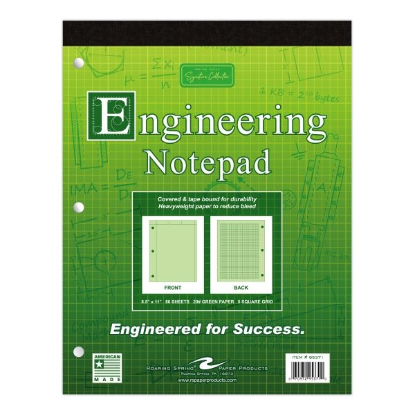 Covered Engineering Pad 8.5"X11" 20# Paper Green