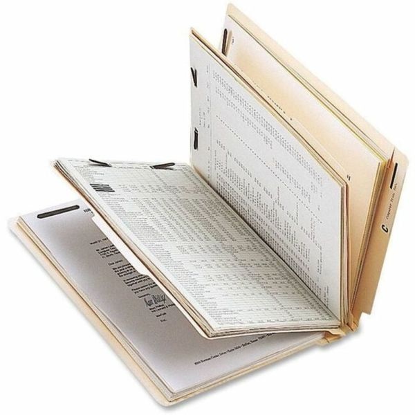 Sparco End-Tab Classification Folders, Letter Size, 2 Dividers, Manila, Box Of 10