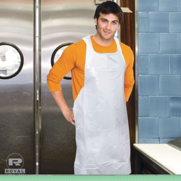 Amercareroyal Poly Apron, 28 X 46, One Size Fits All, White, 100/Pack, 10 Packs/Carton