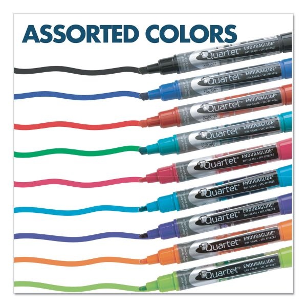Quartet Enduraglide Dry Erase Marker, Fine Bullet Tip, Assorted Colors, Dozen