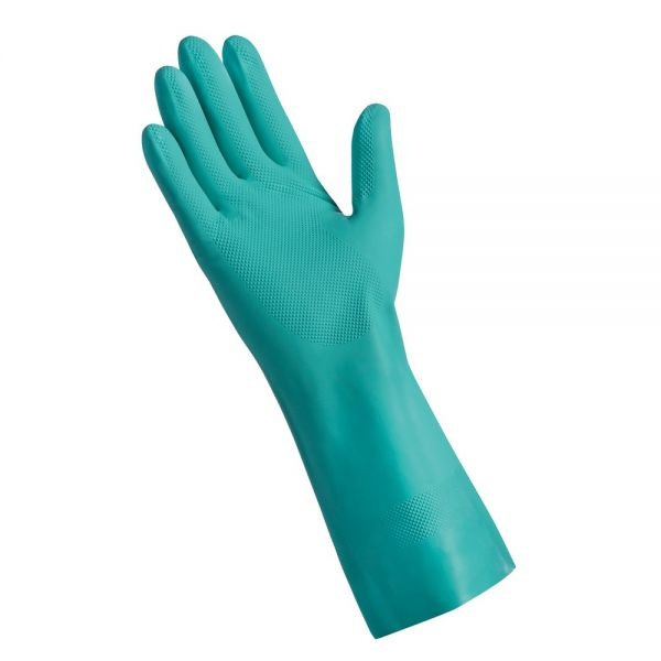 Tradex International Flock-Lined Nitrile General Purpose Gloves, Small, Green, 144 Pairs