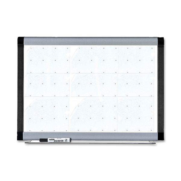 Lorell Magnetic Unframed Dry-Erase Whiteboard With Grid Lines, 48" X 36", Ebony/Silver Metal Frame