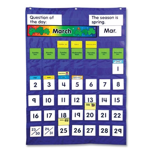 Carson-Dellosa Education Complete Calendar And Weather Pocket Chart, 51 Pockets, 26 X 37.25, Blue