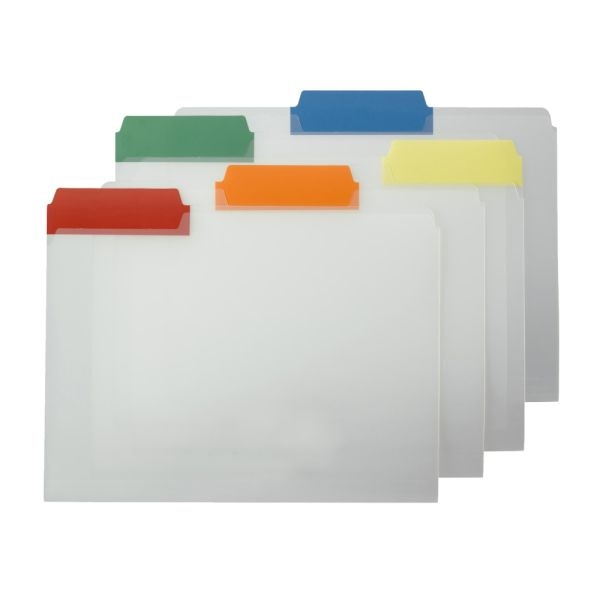 Smead Clear Poly File Folders With Color Tabs, 1/3 Cut, Letter Size, Assorted Colors, Pack Of 25