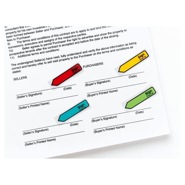 Post-It Notes Arrow Flags, " Sign Here", 1/2", Red, 20 Flags Per Pad, Pack Of 4 Pads