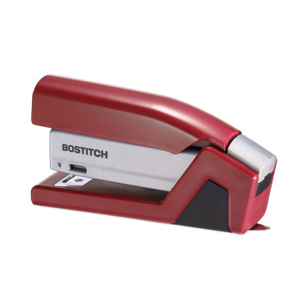 Bostitch Injoy Spring-Powered Compact Stapler, 20-Sheet Capacity, Red