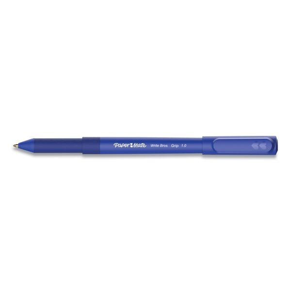 Paper Mate Write Bros. Grip Ballpoint Pen, Stick, Medium 1 Mm, Blue Ink, Blue Barrel, Dozen