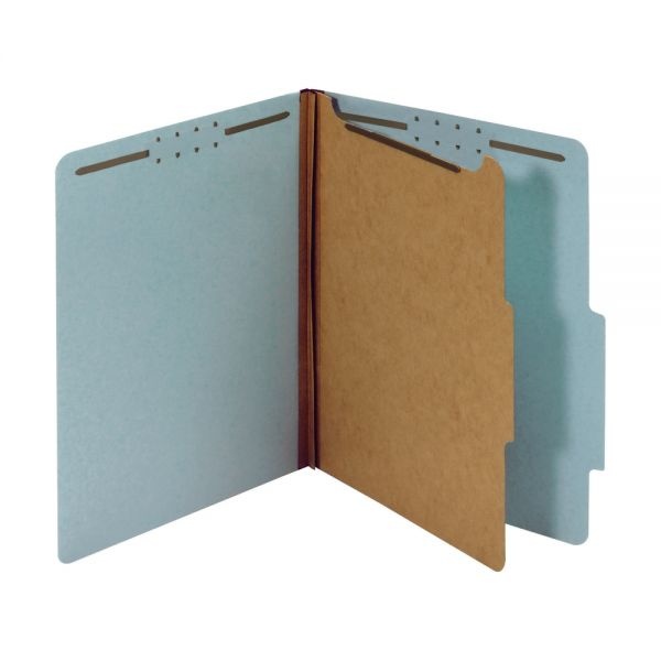 Classification Folders, 1 3/4" Expansion, Letter Size, 1 Divider, 100% Recycled, Blue, Pack Of 5 Folders